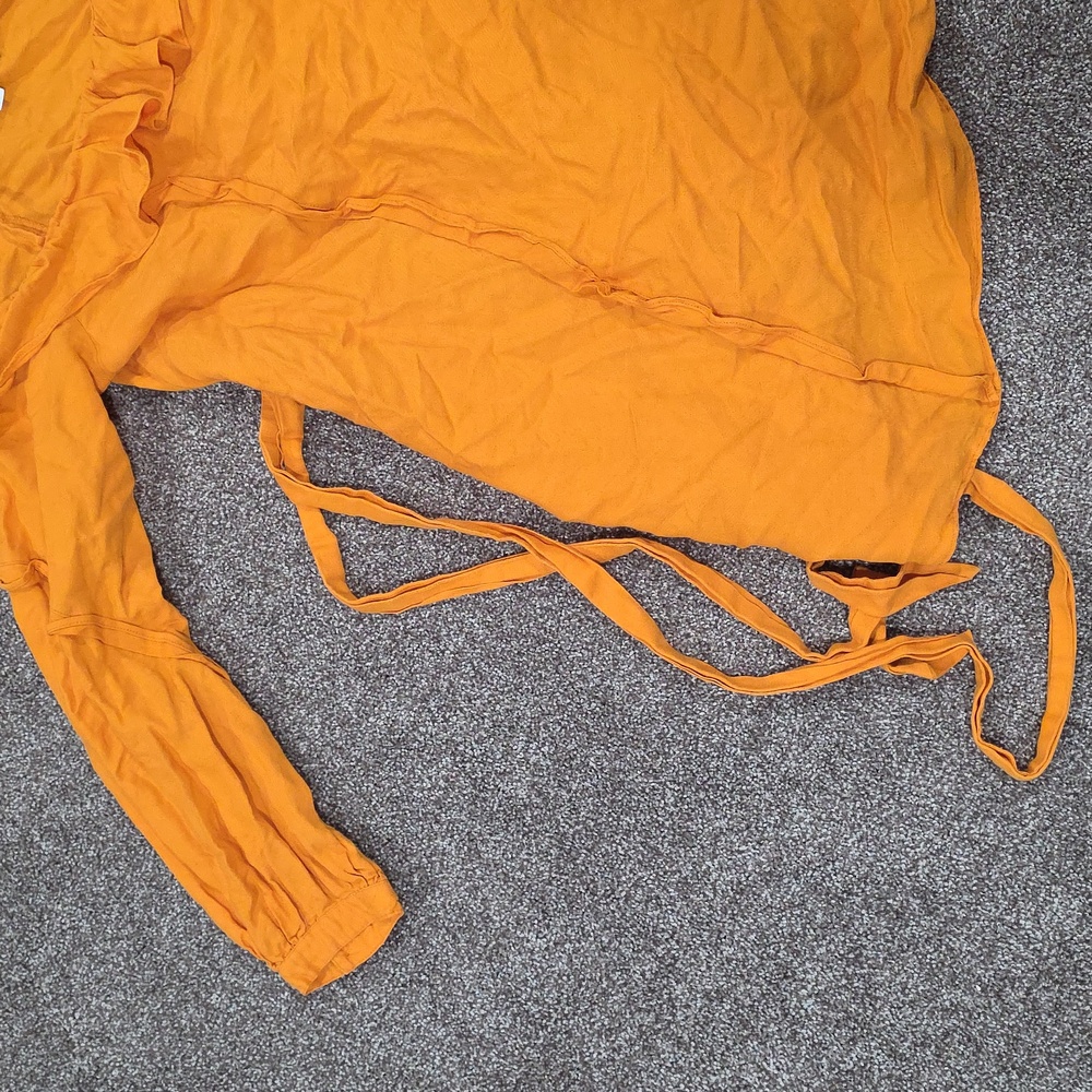 Orange Ruffle Off-Shoulder Dress - Picture 6 of 7